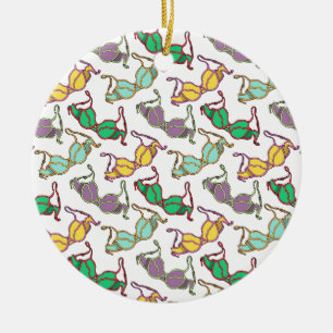 Multicolored Bra Pattern Ceramic Ornament