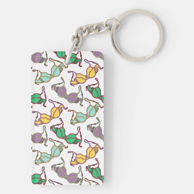 Multicolored Bra Pattern Key Ring (Back)