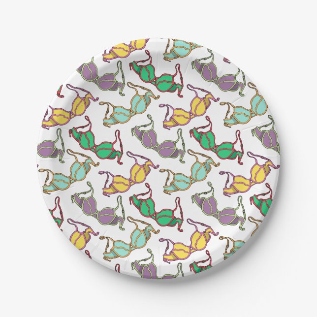 Multicolored Bra Pattern Paper Plate (Front)