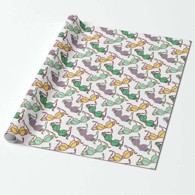 Multicolored Bra Pattern Wrapping Paper (Unrolled)