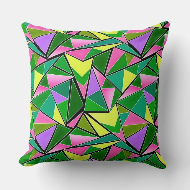 Multicolored bright neon geometric pattern cushion (Front)