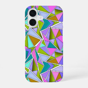 Multicolored bright neon geometric pattern iPhone 16 case