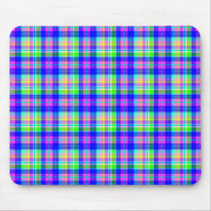Multicolored bright neon with a chequered pattern mouse pad