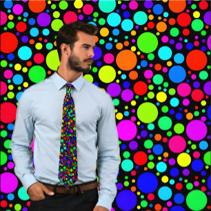 Multicolored Bubble Dots Tie (Black)