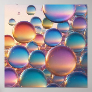 Multicolored Bubbles of Various Sizes Poster