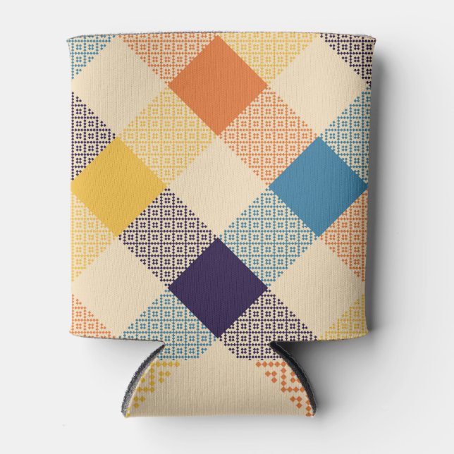 Multicolored buffalo check plaid pattern. can cooler (Front)