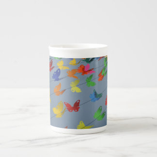 multicolored butterflies bone china mug