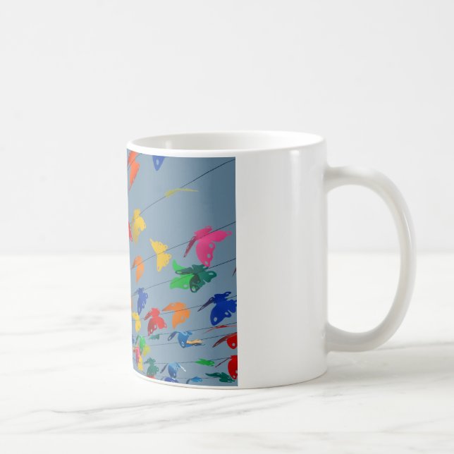 multicolored butterflies coffee mug (Right)