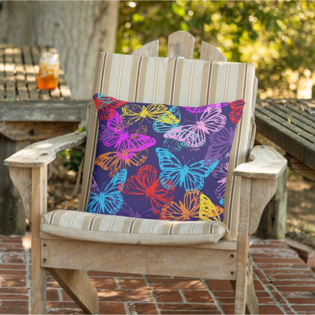 Multicolored Butterflies Pattern Cushion (Chair)