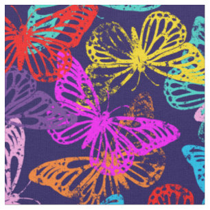 Multicolored Butterflies Pattern Fabric