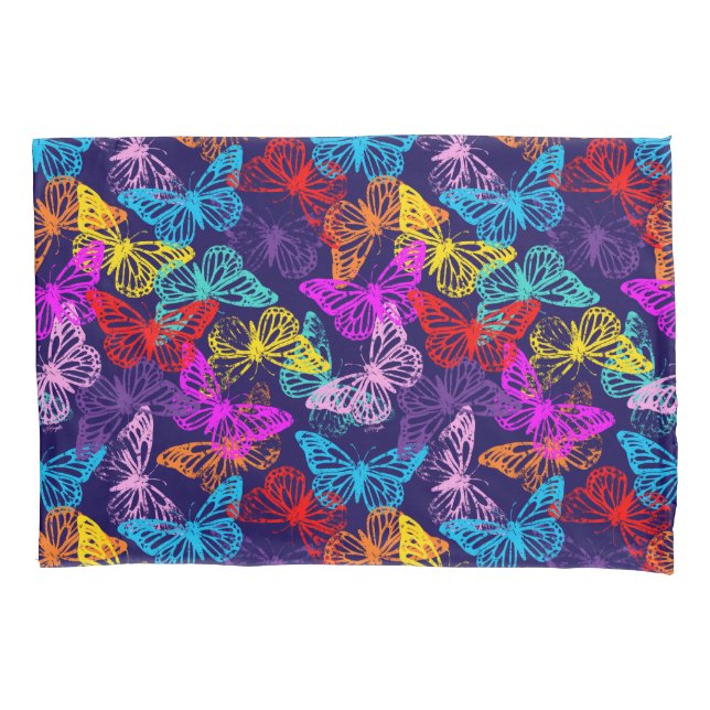 Multicolored Butterflies Pattern Pillowcase (Front)