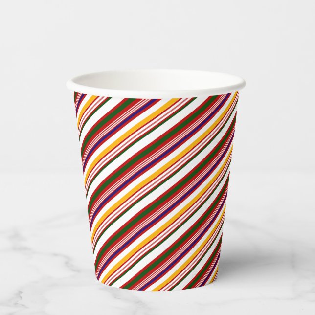 Multicolored Candy Cane Stripes Christmas Paper Cups (Front)