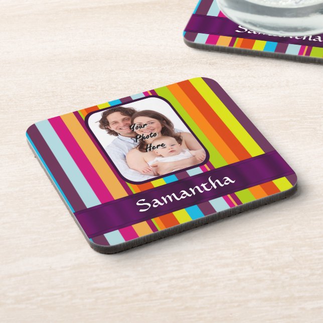 Multicolored candy stripe coaster (Left Side)