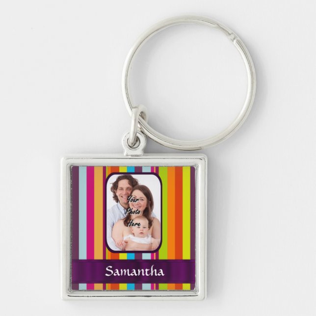 Multicolored candy stripe key ring (Front)