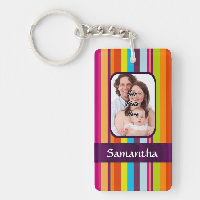 Multicolored candy stripe key ring (Front)