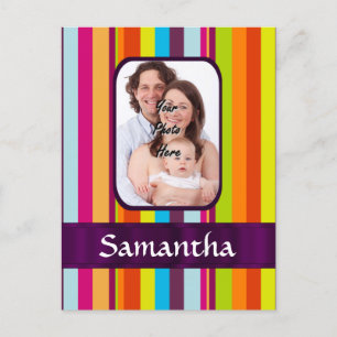 Multicolored candy stripe postcard