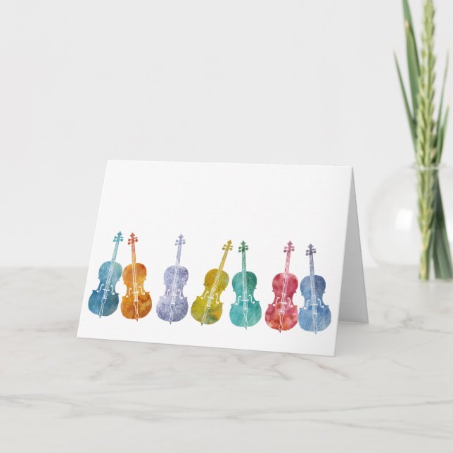 Multicolored Cellos Card (Front)