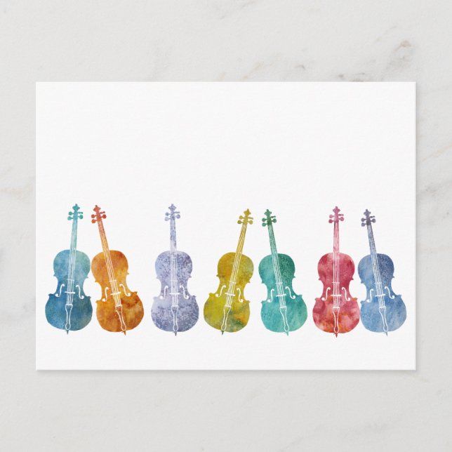 Multicolored Cellos Postcard (Front)