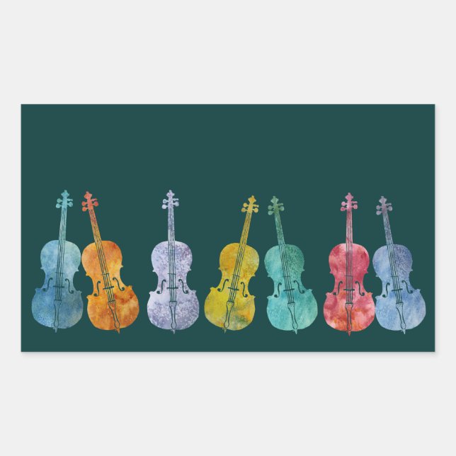 Multicolored Cellos Rectangular Sticker (Front)