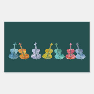 Multicolored Cellos Rectangular Sticker