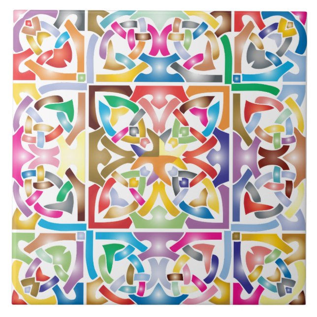 multicolored celtic knot ceramic tile (Front)