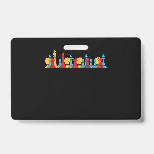 Multicolored Chess Pieces Thinking Smart Gift ID Badge