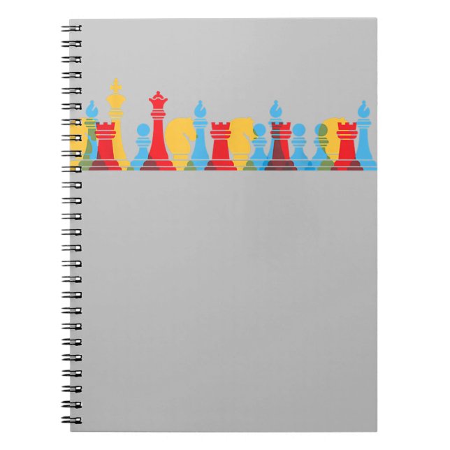 Multicolored Chess Pieces Thinking Smart Gift Notebook (Front)