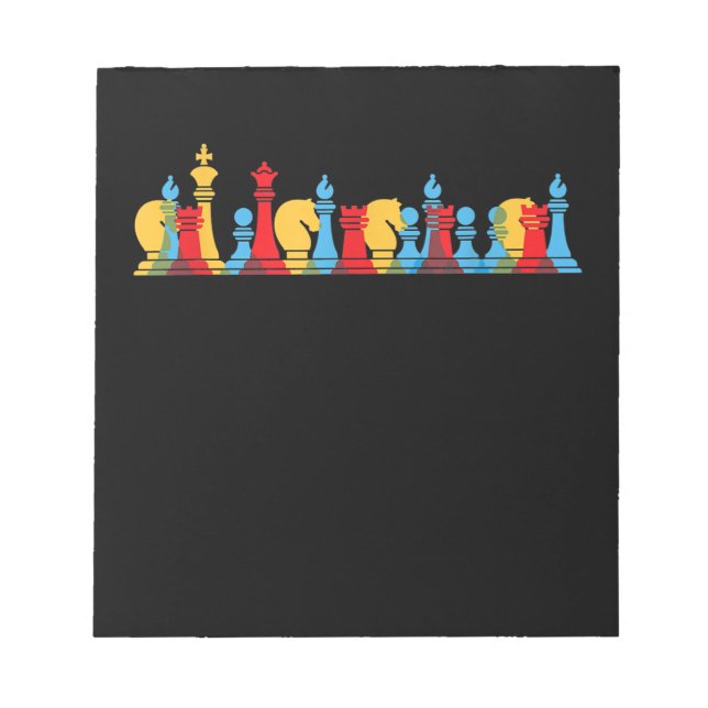 Multicolored Chess Pieces Thinking Smart Gift Notepad (Front)
