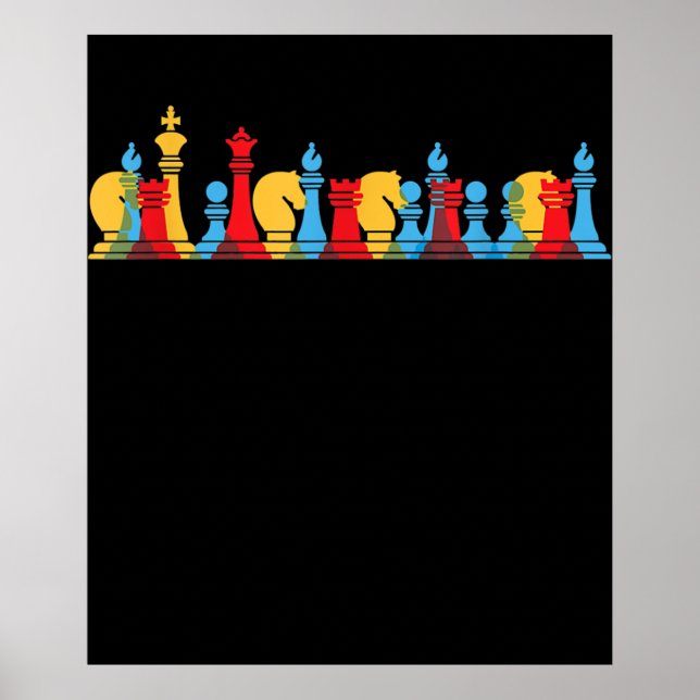 Multicolored Chess Pieces Thinking Smart Gift Poster (Front)