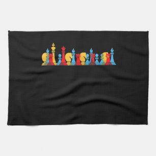 Multicolored Chess Pieces Thinking Smart Gift Tea Towel
