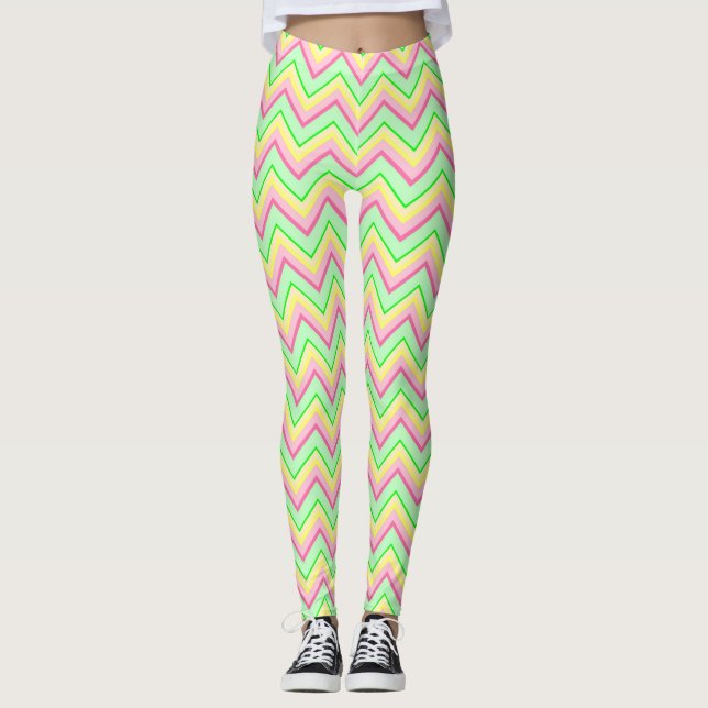 Multicolored Chevron All Over Design Yoga Pants (Front)