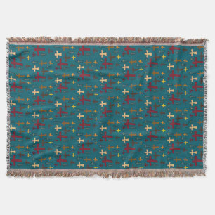 Multicolored Christian Crosses Pattern Throw Blanket