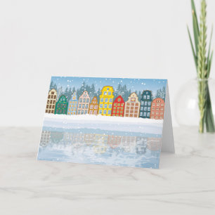 Multicolored Christmas City Holiday Card