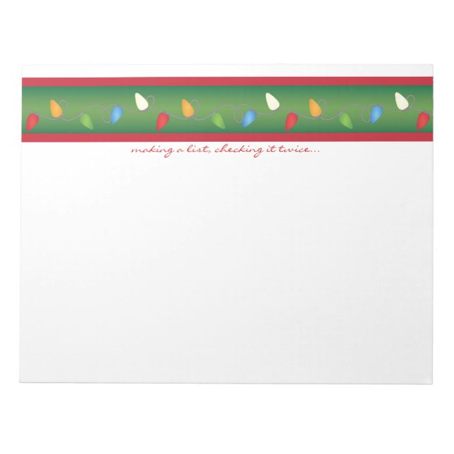 Multicolored Christmas Lights Holiday Notepad (Front)