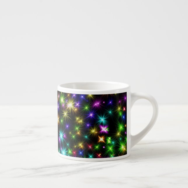 Multicolored Christmas Star Rays Pattern Espresso Cup (Right)