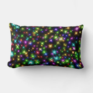 Multicolored Christmas Star Rays Pattern Lumbar Cushion