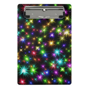 Multicolored Christmas Star Rays Pattern Mini Clipboard