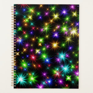 Multicolored Christmas Star Rays Pattern Planner