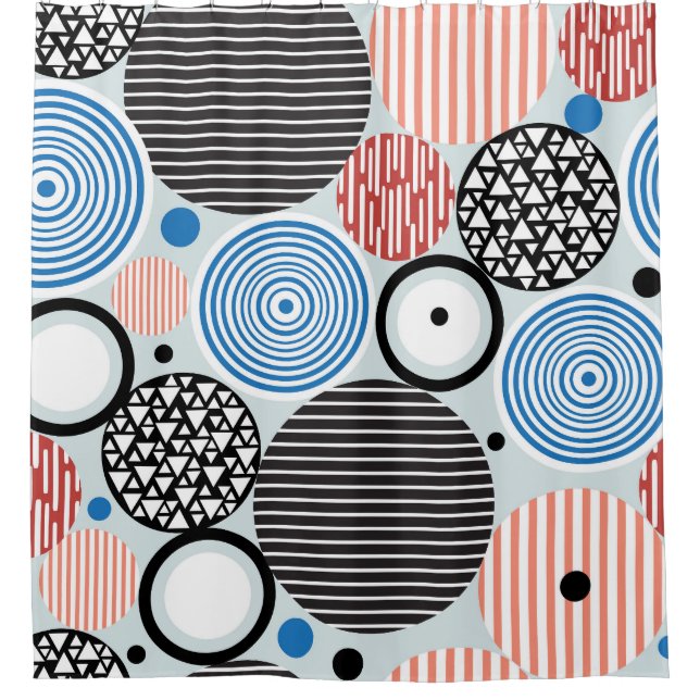 Multicolored circles, graphic pattern design. shower curtain (Front)