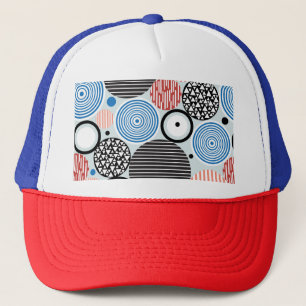Multicolored circles, graphic pattern design. trucker hat