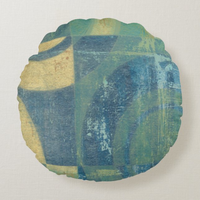 Multicolored Circles & Panels Round Cushion (Front)