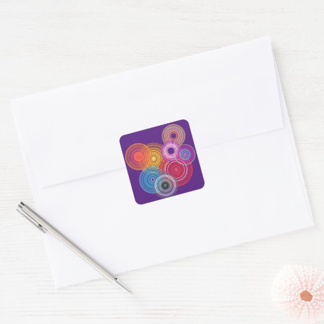 Multicolored circles square sticker (Envelope)
