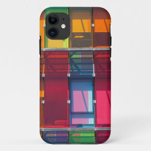 Multicolored commercial building detail iPhone 11 case