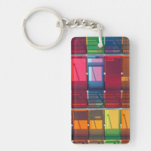 Multicolored commercial building detail key ring