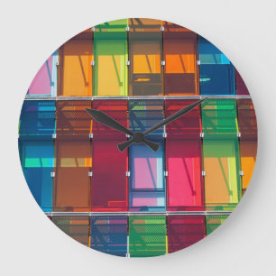 Multicolored commercial building detail large clock