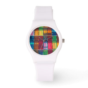 Multicolored commercial building detail watch