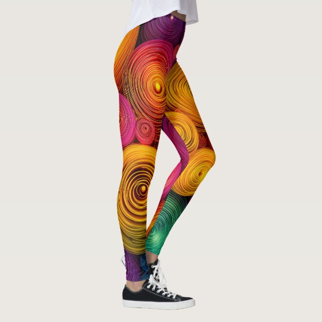 Multicolored concentric circles abstract texture leggings (Right)