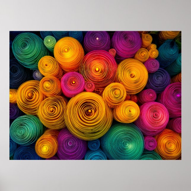 Multicolored concentric circles abstract texture poster (Front)
