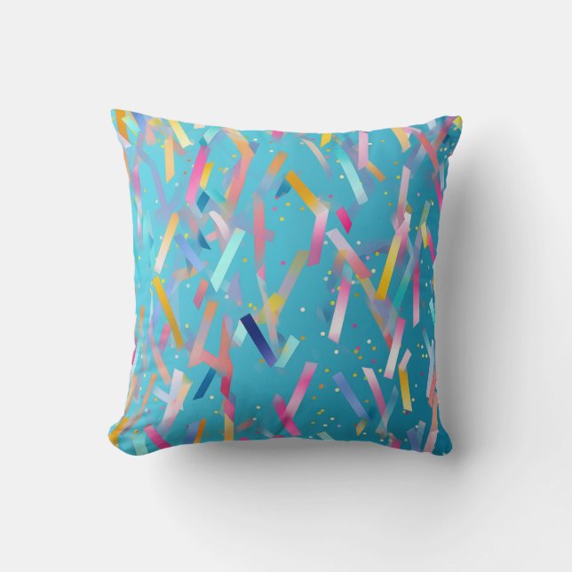 Multicolored confetti background on blue	 cushion (Front)