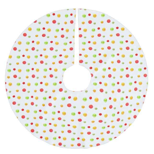 Multicolored confetti on white brushed polyester tree skirt (Front)